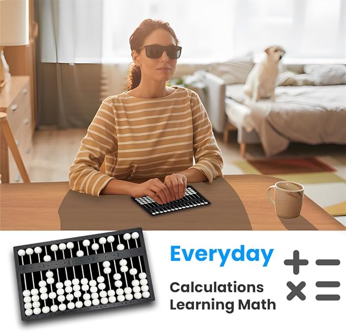 The Blind Abacus - Professional 15-Row Braille Learning Tool with Tactile Signs, ABS Material - Ideal for Math Concept Learning (14+ Years Old and Above to use)