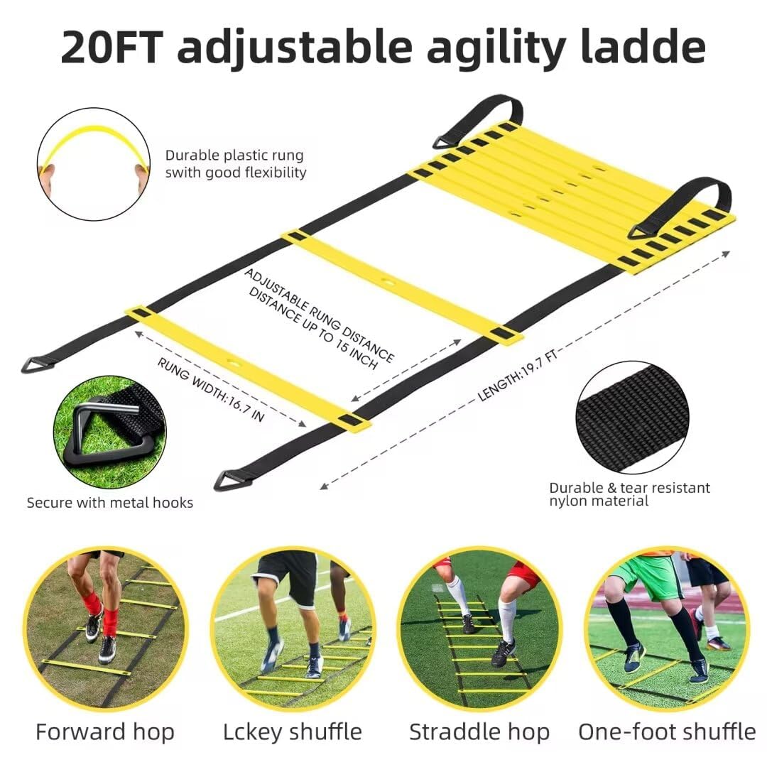 Soccer Goal, Soccer Goals for Backyard, 6x4ft Portable Pop Up Soccer Net Set, Soccer Training Equipment with Soccer Ball, Ladder and Cones(Yellow)
