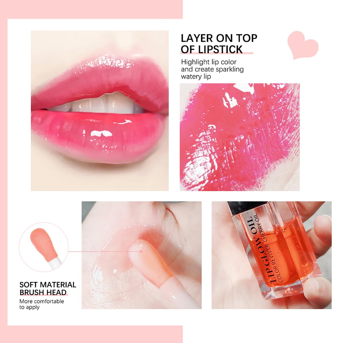 Hydrating Lip Glow Oil Moisturizing Plumping Lip Tint Lip Gloss Transparent Lip Balm Long Lasting Nourishing Repairing Lightening Lip Lines (007#+015#)