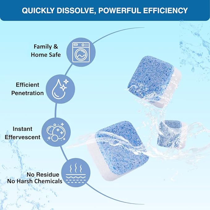 Citrus Washer Cleaner Tablets 24 Count – Septic Safe Washing Machine Cleaner & Odor Eliminator – Deep Cleaning Descaler for HE Front & Top Load Washers – Laundry Tub & Drum Cleaner