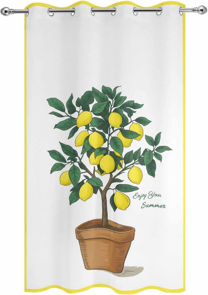 Lemons Outdoor Curtains for Patio Summer Fruit Lemon Tree Waterproof Outside