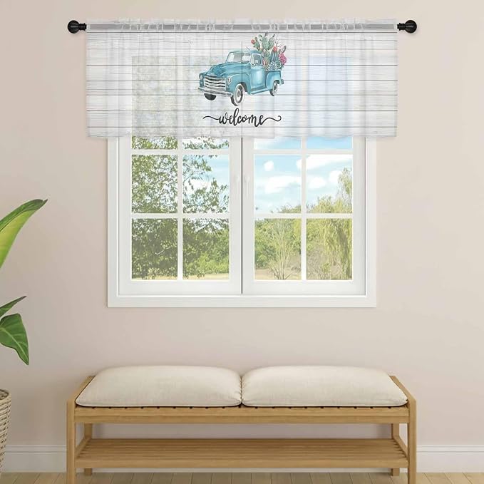 Welcome Sheer Valance Curtains, Summer Car