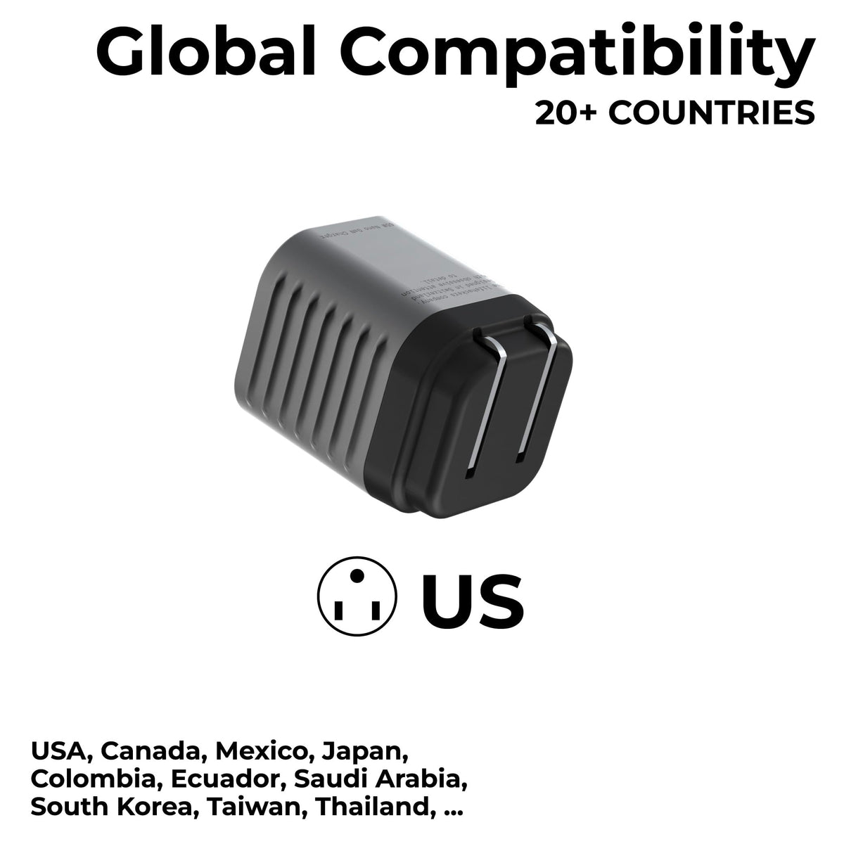 Rolling Square Supertiny - 65W USB-C GaN Wall Charger, Fast Charging Adapter with Foldable US Plug, Ultra-Compact Travel Charger for Phones, Tablets, Laptops and USB-C Devices (Only 1.7in Long)