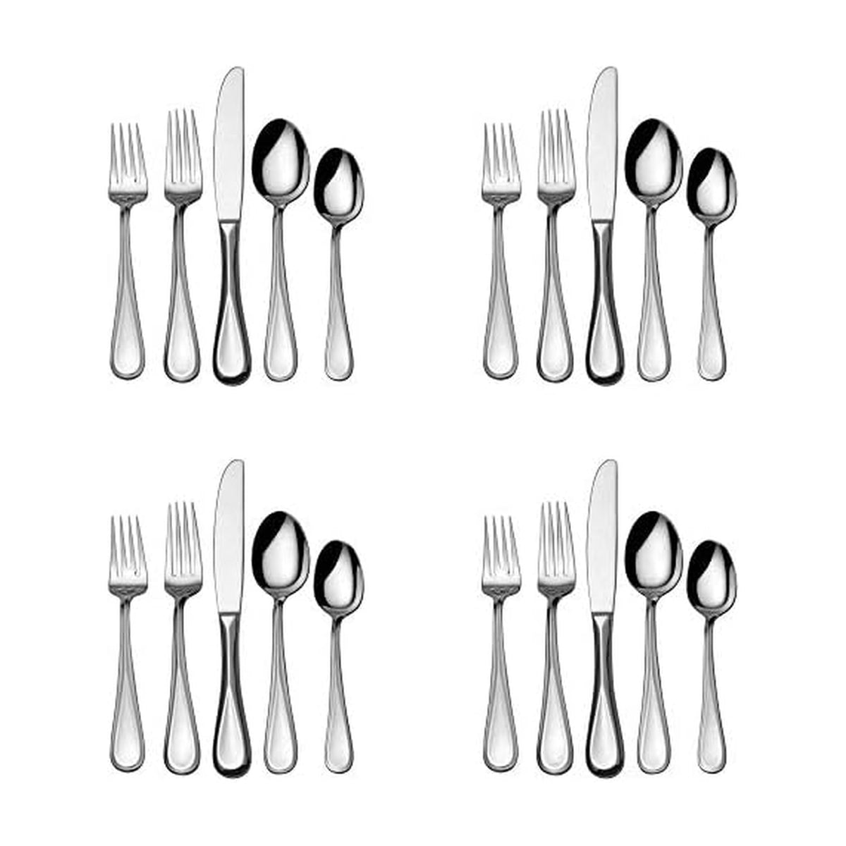 Mikasa Bravo 65-Piece Flatware Set, Service for 12, 18/10 Stainless Steel Silverware with Mirror Finish, Includes 5 Serving Utensils, Dishwasher Safe