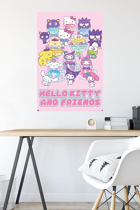 Trends International Hello Kitty and Friends: 24 Summer Fresh - Group Wall Poster, 34L x 22.4W, Premium Poster & Mount Bundle