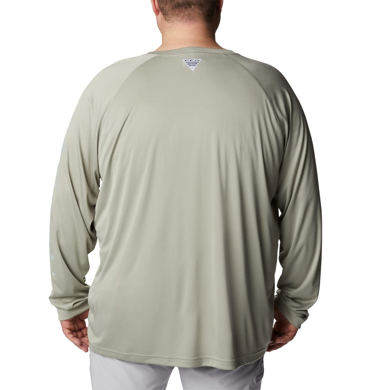 Columbia Men's Terminal Tackle Long Sleeve Shirt, Safari/Cool Green Logo, 3X Tall