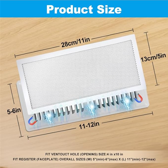 4-Pack 5"x11" White Powerful Magnetic Vent Covers