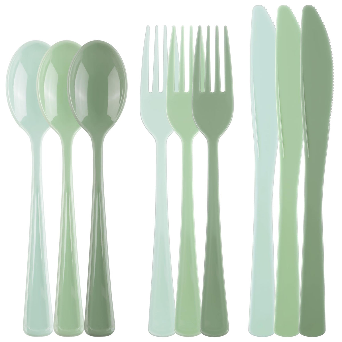 Kochorie 300 Pieces Light Pink Plastic Silverware with Spoons Forks Knives