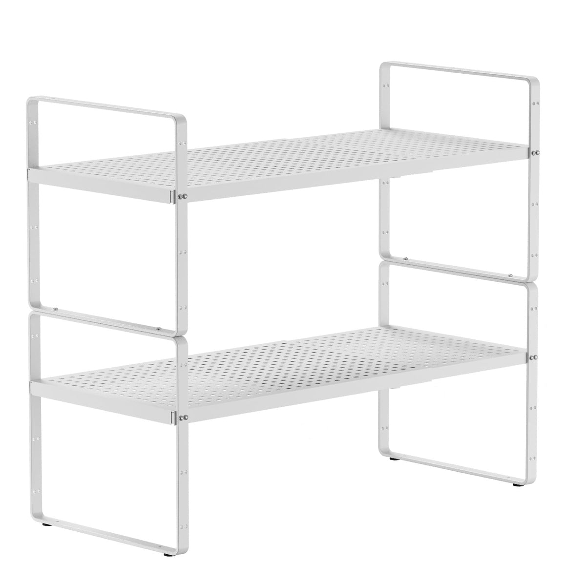 jkxoo 2Pcs Expandable Cabinet Shelf Organizers, 16.5"~27''L, White