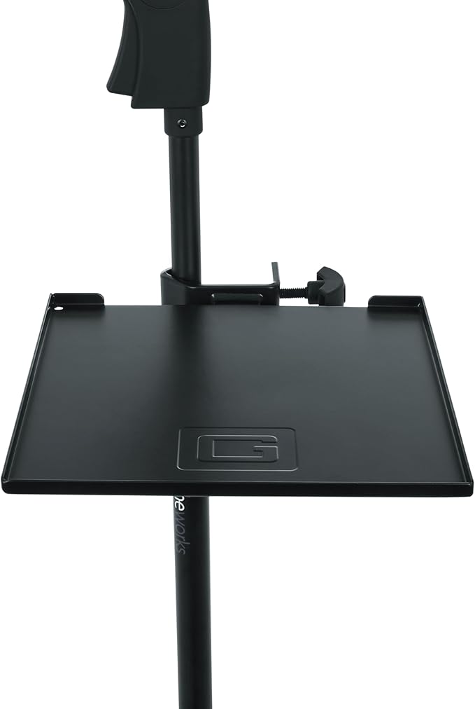Gator Frameworks Microphone Stand Clamp-On Utility Shelf with 10 Pound Weight Capacity, 9" x 9" Shelf (GFW-SHELF0909)