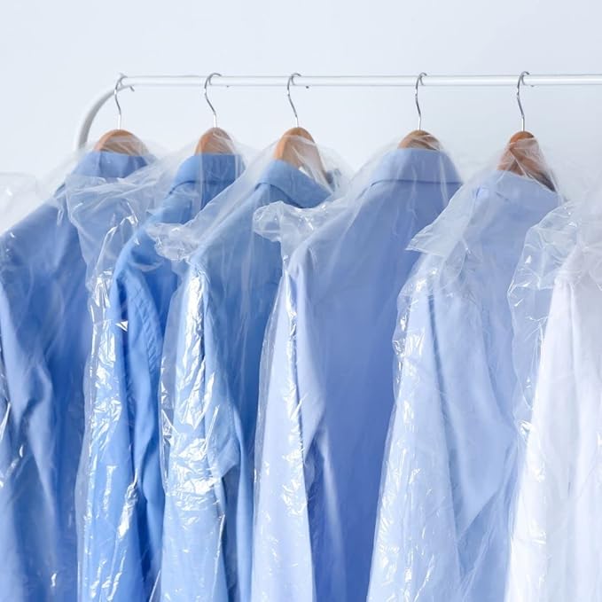 Plasticplace 0.65 Mil Garment Dry Cleaners Plastic Pants Bag, 21” x 7” x 30”, Clear, 577 Count