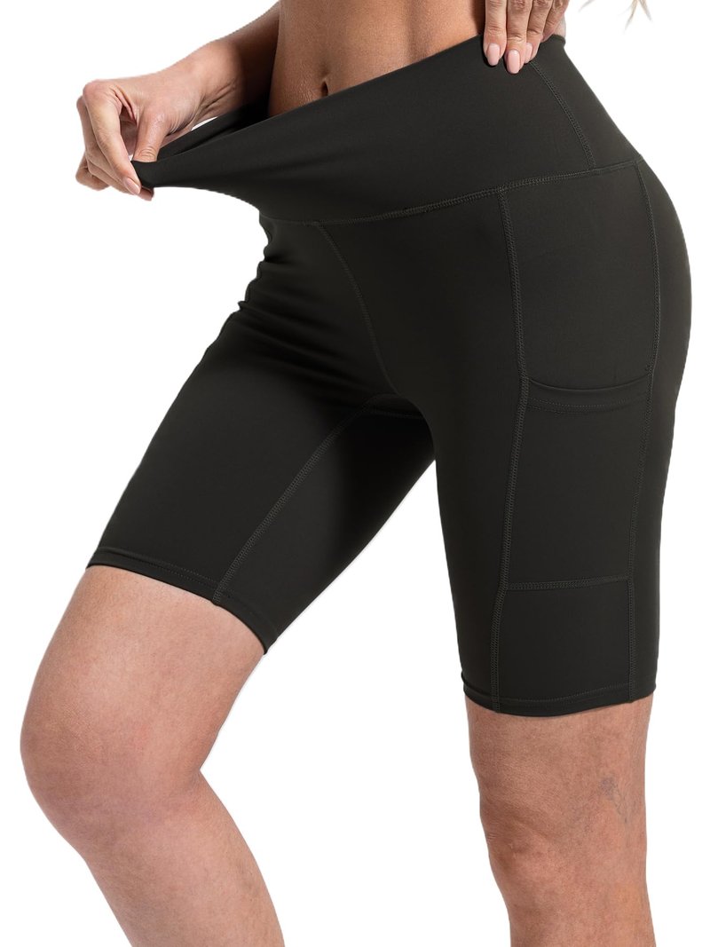 Sanke 4 Pack Tummy Control Biker Shorts for Women with Pockets 8" High Waisted Yoga Pants for Athletic Workout Running