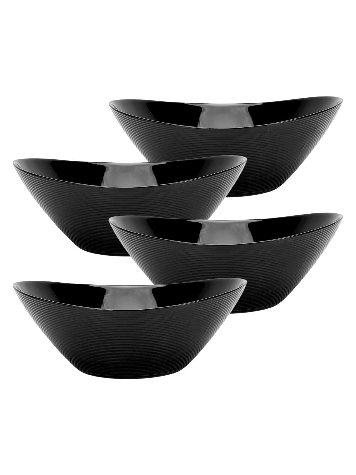 LaGlint 12 OZ Ice Cream Bowl Set of 6, 6 Inch Black Opal Glass