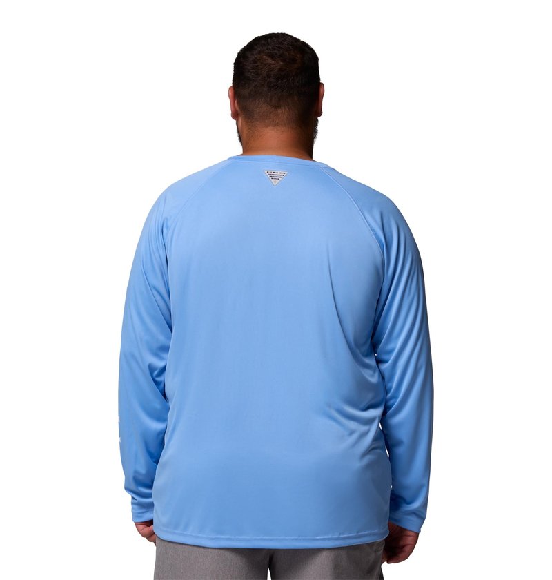 Columbia Men's PFG Terminal Tackle Long Sleeve Fishing Shirt, White Cap/White Logo, Large Tall
