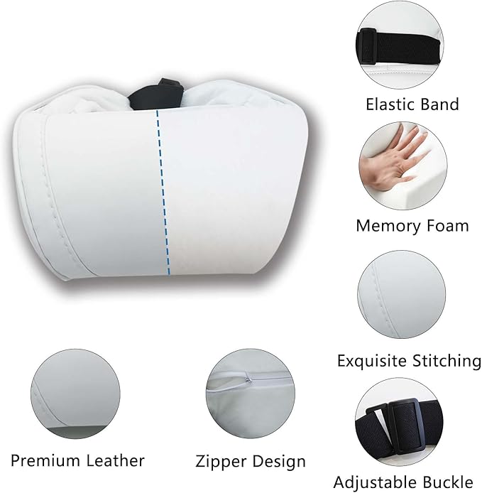 Car Neck Pillow for Tesla Model 3 Model Y Model S Model X Cybertruck and Most Cars, Memory Foam Ergonomic Design Seat Neck Support Headrest, 2 Pieces, White