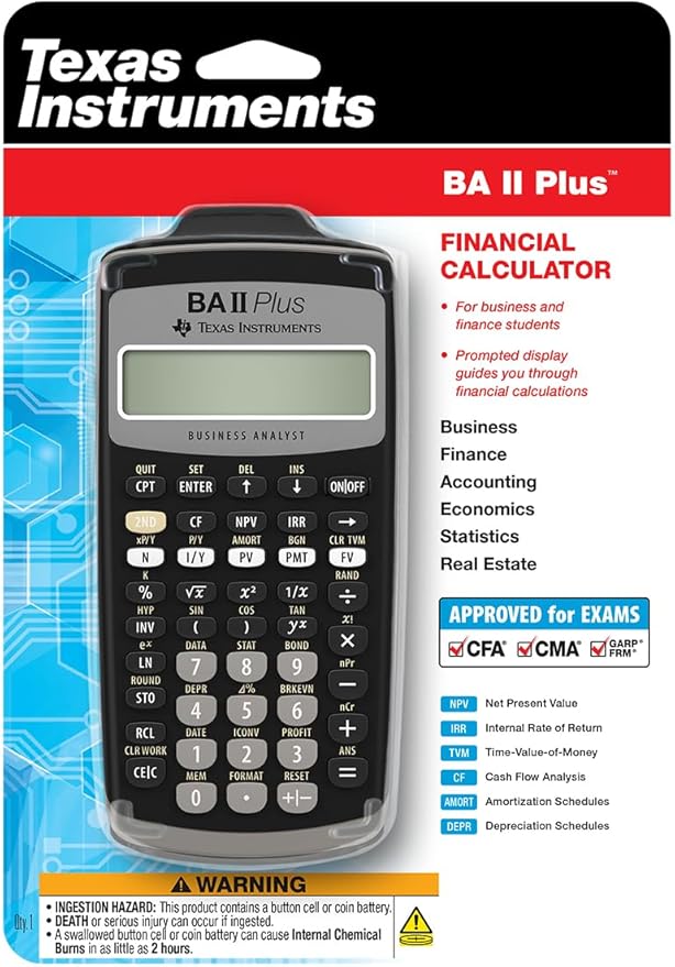 Texas Instruments BA II Plus Financial Calculator, Black Medium