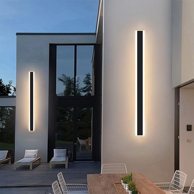 Modern 70.8inch Long LED Wall Light, 3000K Black Acrylic Exterior Lighting Fixtures Wall Mount, Ip65 Waterproof Modern Porch Lights Outdoor Wall Sconce, Led Long Outdoor Lights for House Hard-Wired