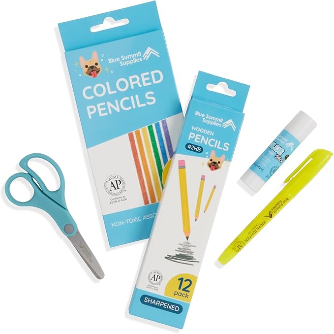 Blue Summit Middle School Supplies Kit, 6th and 7th Grade School Supplies Set, Unique Bundle Includes Calculator, Bulk 49 Piece Box