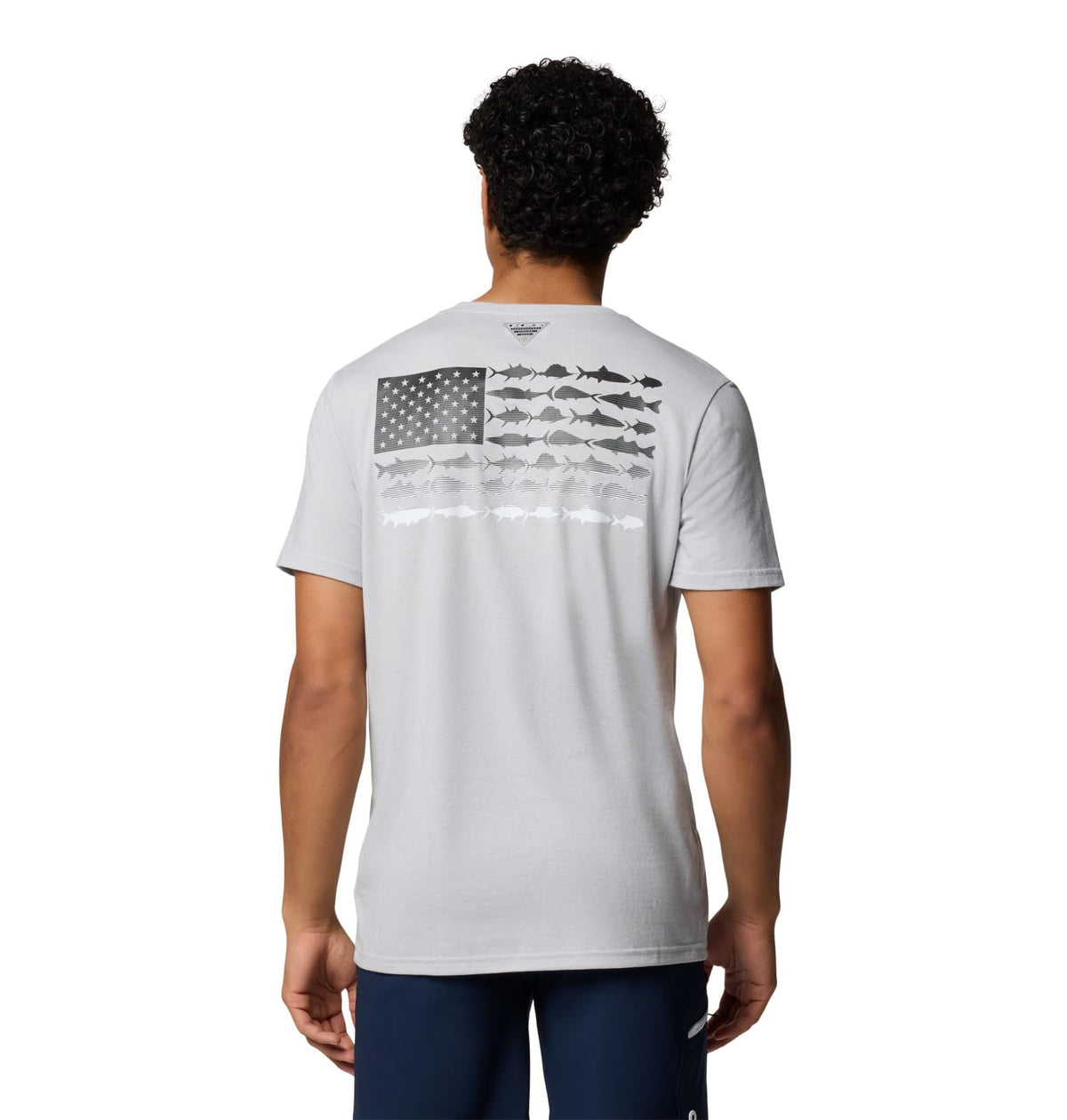 Columbia Men's PFG Fish Flag II Short Sleeve, Cool Grey/Black Gradient, X-Large