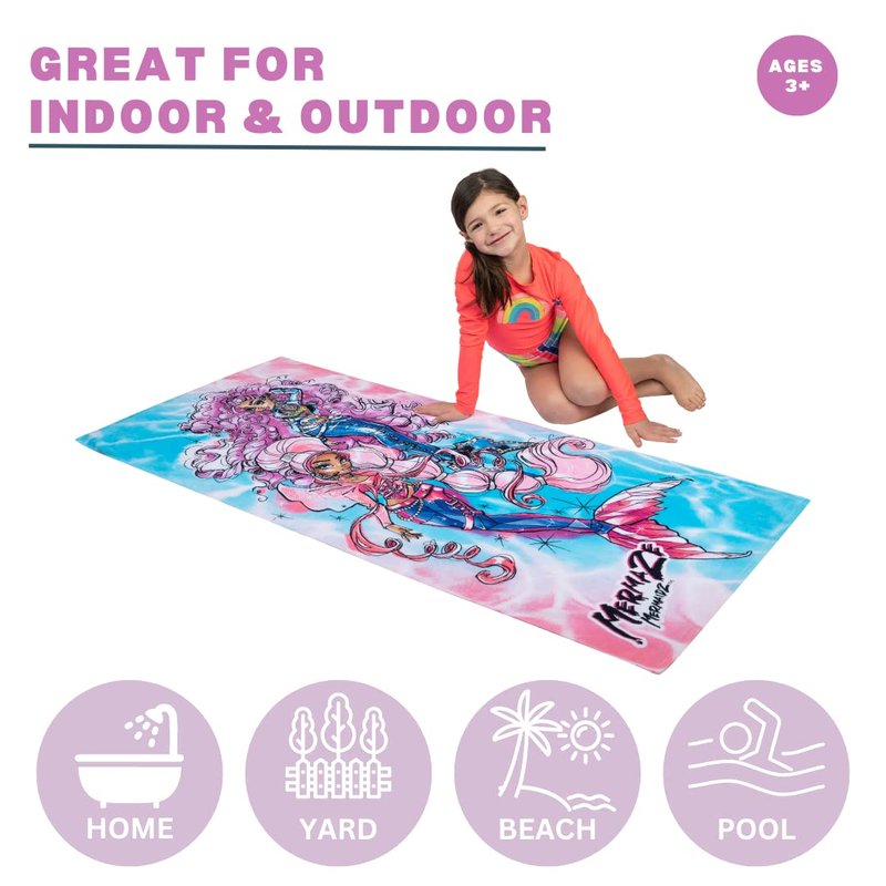 Mermaze Super Soft Cotton Bath/Pool/Beach Towel, 58 in x 28 in, (Official Mermaze Product) by Franco
