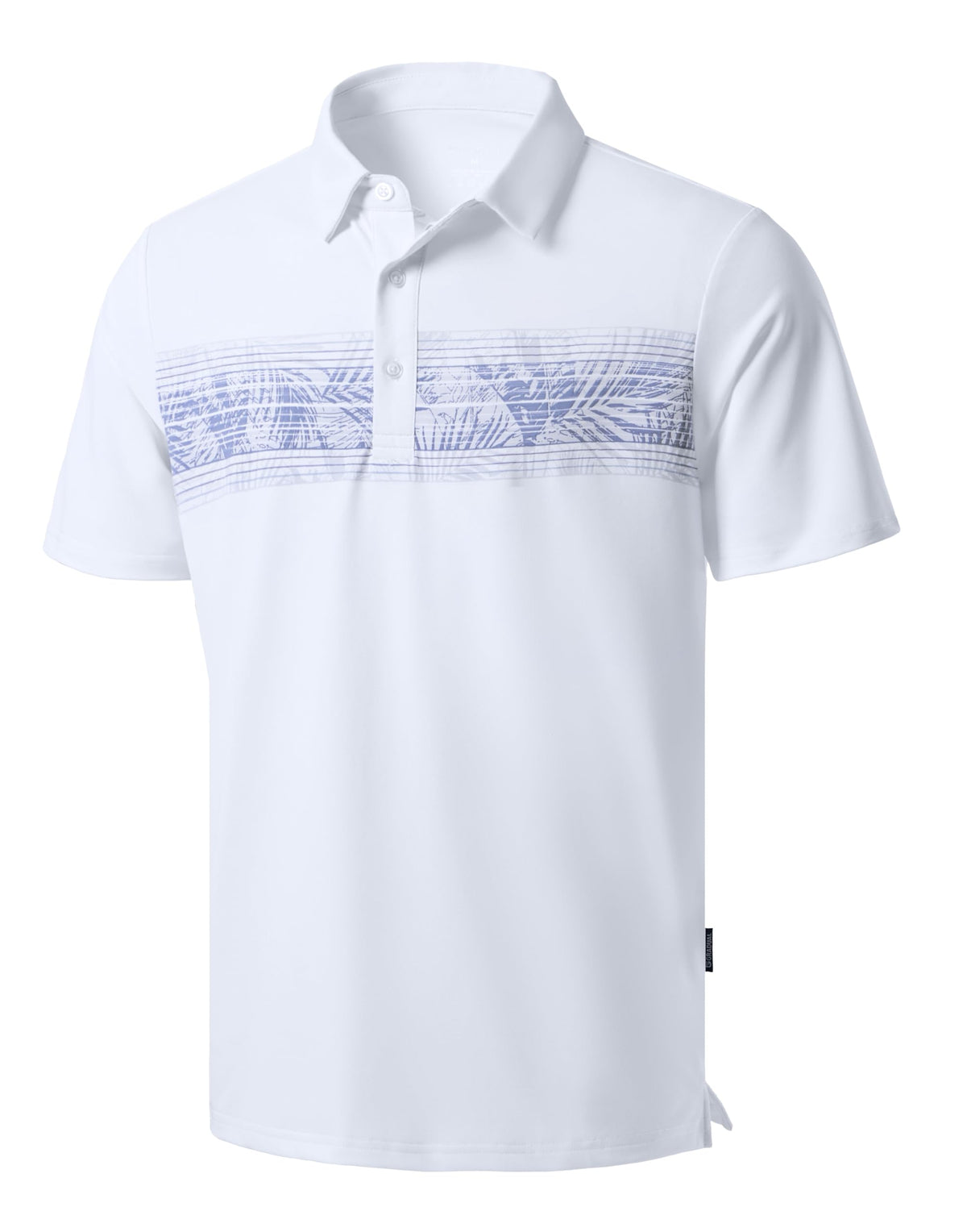 Men's Golf Shirts Dry Fit Moisture Wicking Performance Short Sleeve Collared Polo Shirts for Casual Tennis Bussiness (White Leaves, S)