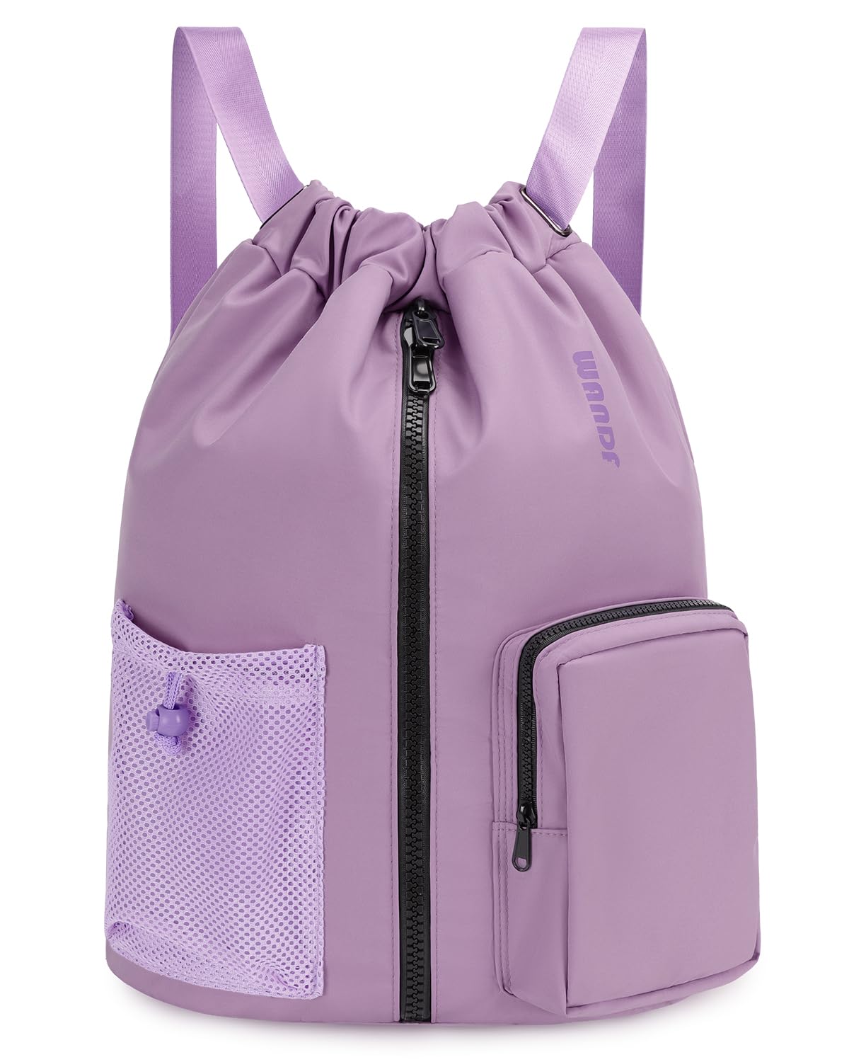 WANDF Drawstring Backpack with Shoe Compartment, Sports Gym Bag