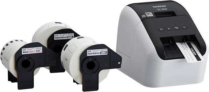 Brother QL-800 High-Speed Professional Label Printer, Plug & Label Feature, Brother Genuine DK Pre-Sized Labels, Multi-System Compatible – Black & Red Printing Available (Required USB Cable Included)