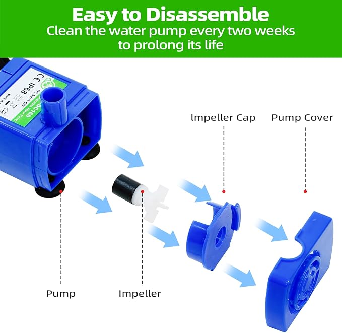 Cat Water Fountain Pump, IP68 DR-DC 160 Submersible Water Pump