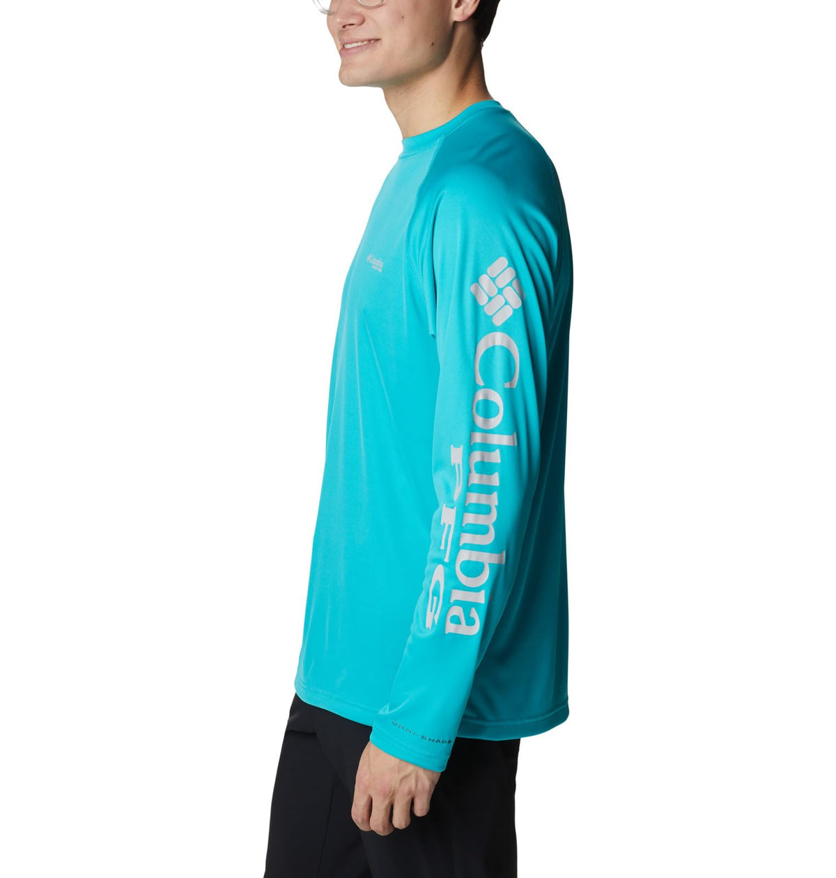 Columbia Men's Terminal Tackle Long Sleeve Fishing Shirt, Turquoise/Cool Grey Logo, XX-Large
