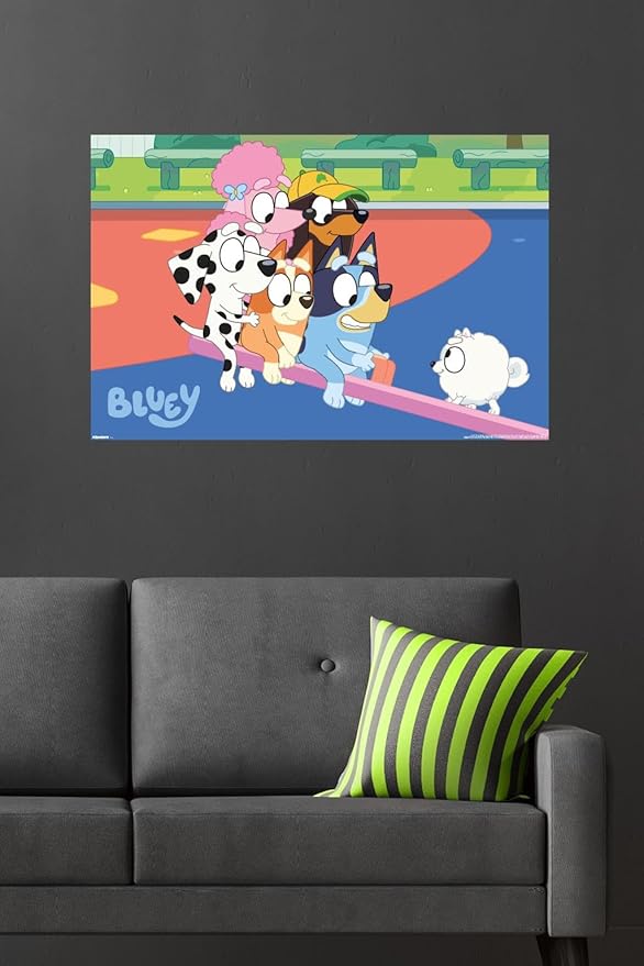 Bluey (2018) - Bluey and Friends See Saw Fun Wall Poster, 34L" x 22.4W", Unframed Version