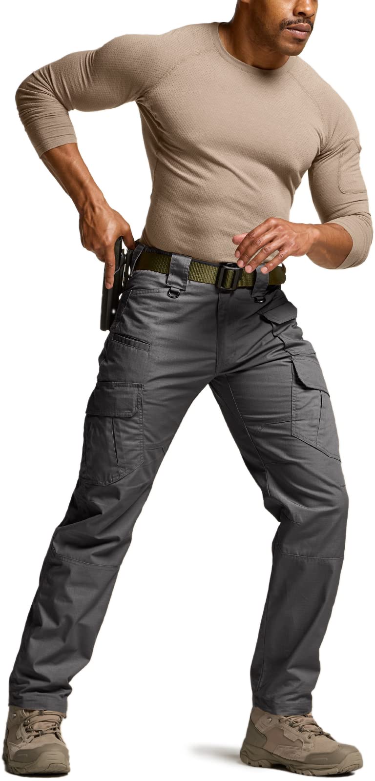 CQR Men's Tactical Pants, Water Resistant Ripstop Cargo Pants, Lightweight EDC Work Hiking Pants, Outdoor Apparel, Duratex Mag Pocket Charcoal, 36W x 30L