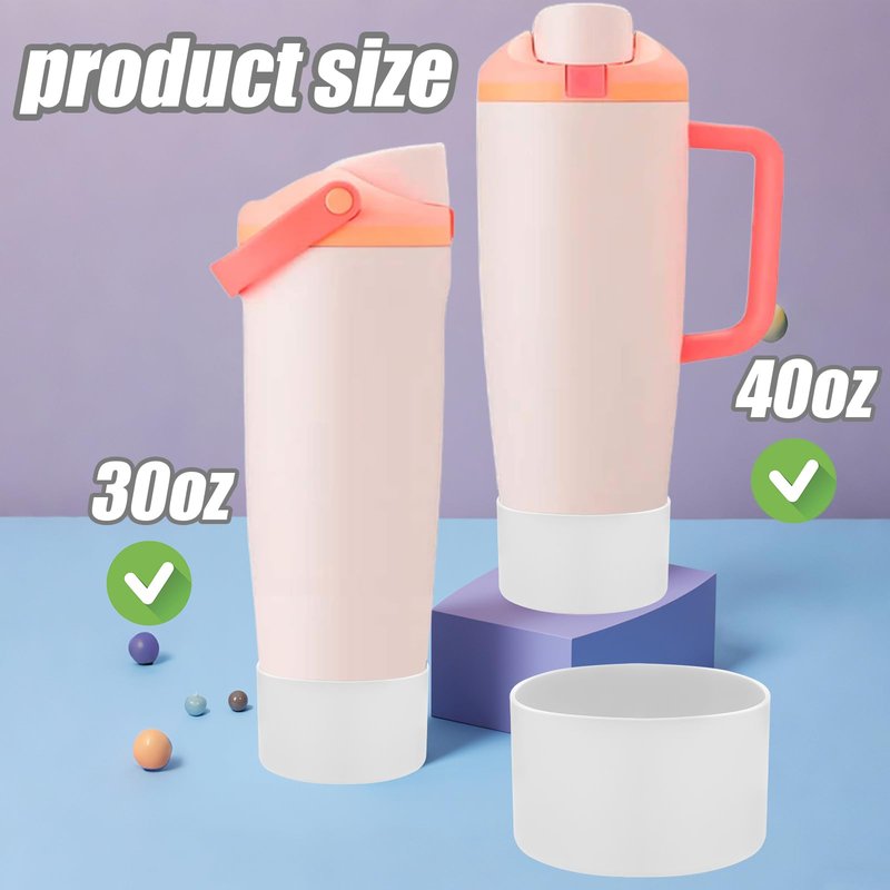 Mity rain 2PCS Protective Silicone Boots for Owala 30oz & 40oz FreeSip Sway Bottles & Tumblers - Accessories for owala, Enhances Stability & Prevents Scratches (White)