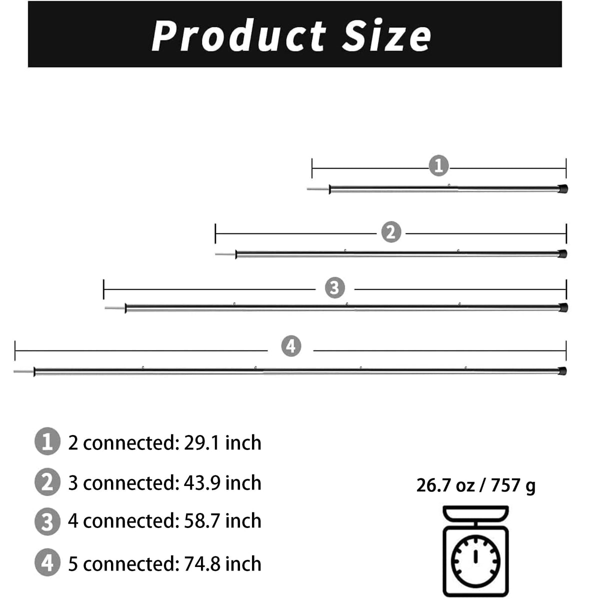 SANLIKE Telescopic Tarp Poles, Adjustable Tent Poles for Camping Hiking