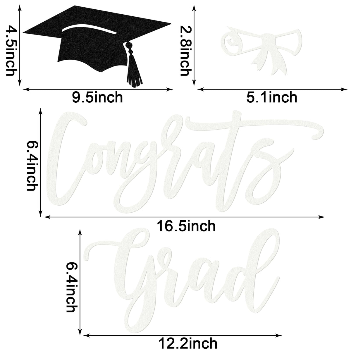 MASTRON Congrats Grad Deal Sign for Backdrop - White Felt Graduation Party Sign Class of 2026 Balloon Arch Backdrop, High School Event Deal Decor, College Commencement Sign