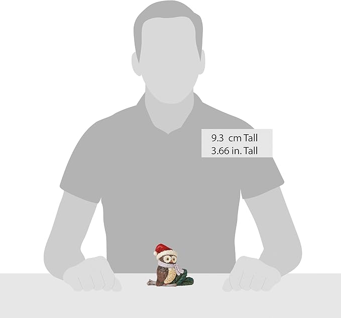 Enesco Jim Shore Heartwood Creek Owl with Santa Hat Miniature Figurine- Resin Hand Crafted Collectible Mini Figurines Christmas Home Decor Holiday Shelf Figure, 3.66 Inch, Multicolor