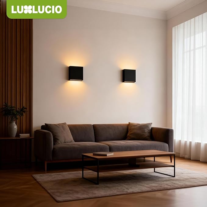 Indoor Outdoor Wall Light, 5%-100% Dimmable, 5 Color Temperature Selectable (2700K-5000K), Modern Wall Sconce for Living Room Porch, IP65 Waterproof, 120-277V, CRI90+, ETL FCC Certified