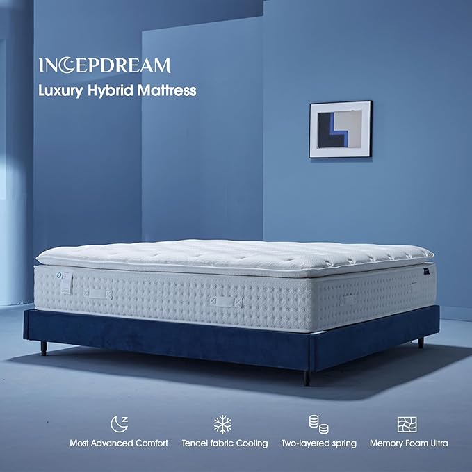 King Size Mattress 14 Inch – Medium Firm Hybrid Mattress with Tencel Cool Touch Cover, Gel Memory Foam, Dual-Layer Pocket Springs, CertiPUR-US Certified, Fiberglass-Free