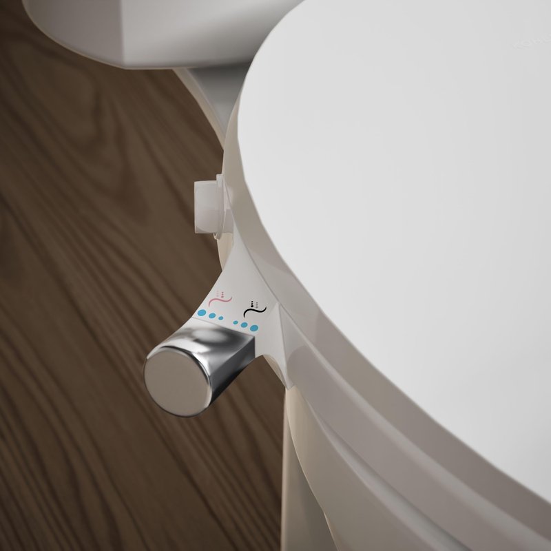 Kohler PureWash M300 Manual Elongated Bidet Toilet Seat, Chrome Handle, Quiet-Close Lid Prevents Slamming, Toilet Bidet, Easy Installation with Quick-Release Hinges, Self-Cleaning Wand
