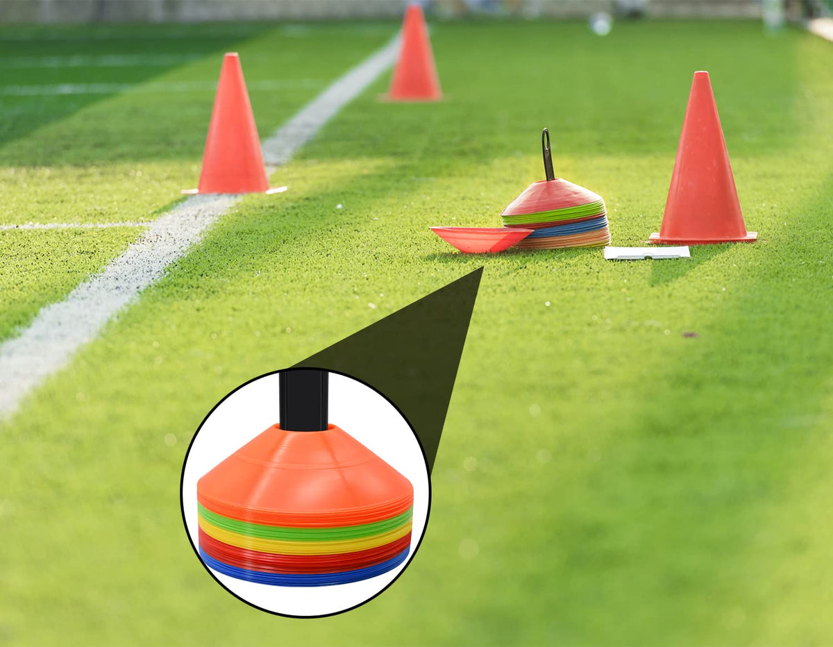 50/100/200pcs Disc Cones, Soccer Cones with Carry Bag and Holder, 5 Colors