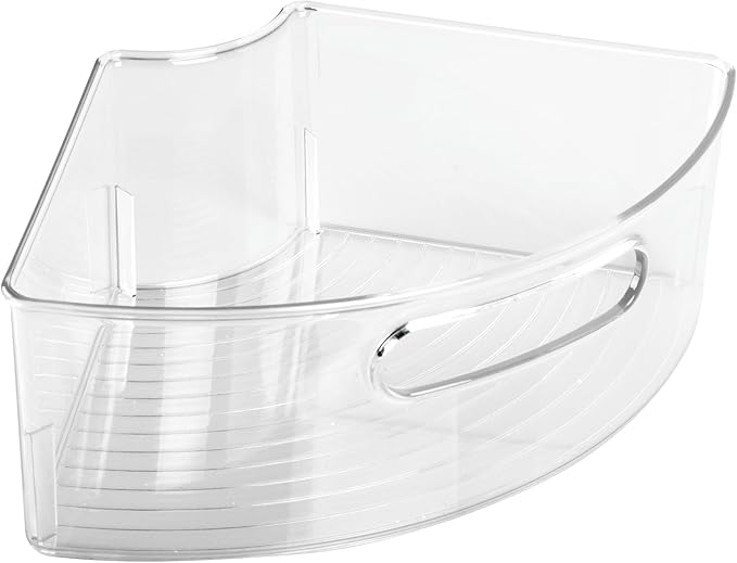 iDesign Plastic Lazy Susan Cabinet Storage Bin, 1/4 Wedge Container for Kitchen, Pantry, Counter, BPA-Free, 12.75" x 7.5" x 4.25", Set of 4, Clear