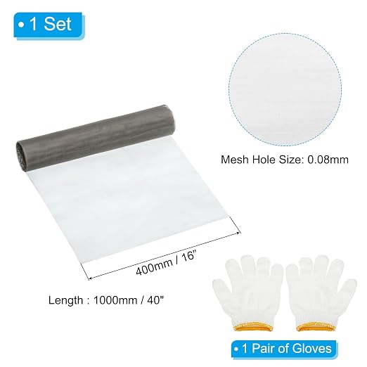 PATIKIL 40" L x 16" W Woven Wire Mesh, 180 Mesh 304 Stainless Steel Air Vent