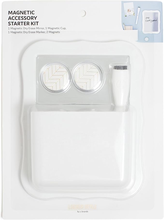 U Brands Magnetic Locker Accessory Kit, Set Of 5, White