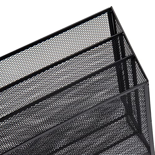 Mind Reader Vertical File Storage, Desktop Organizer, Workspace, Office, Metal Mesh, 12.5"L x 3.75"W x 11.5"H, Black - size: Single