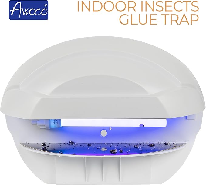 Awoco LED 5W Wall Mount Sconce Sticky Fly Trap Lamp for Capturing Flying Insects, Flies, Mosquitoes, and Moths (Fly Trap + 6 Glue Boards)