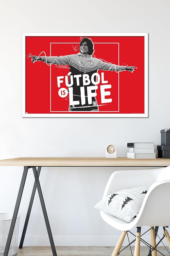 Ted Lasso - Futbol is Life Wall Poster, 34L" x 22.4W", White Framed Version