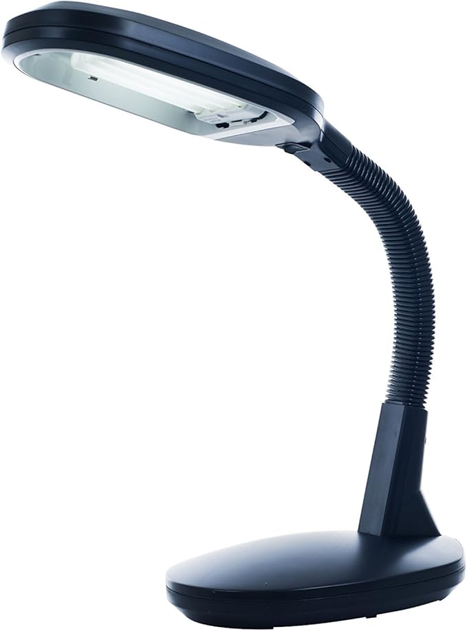 Lavish Home Desk Lamp - Natural Sunlight Lamp with Adjustable Gooseneck - Reading Light for Working, Crafting, Sewing, or Homework (Black)