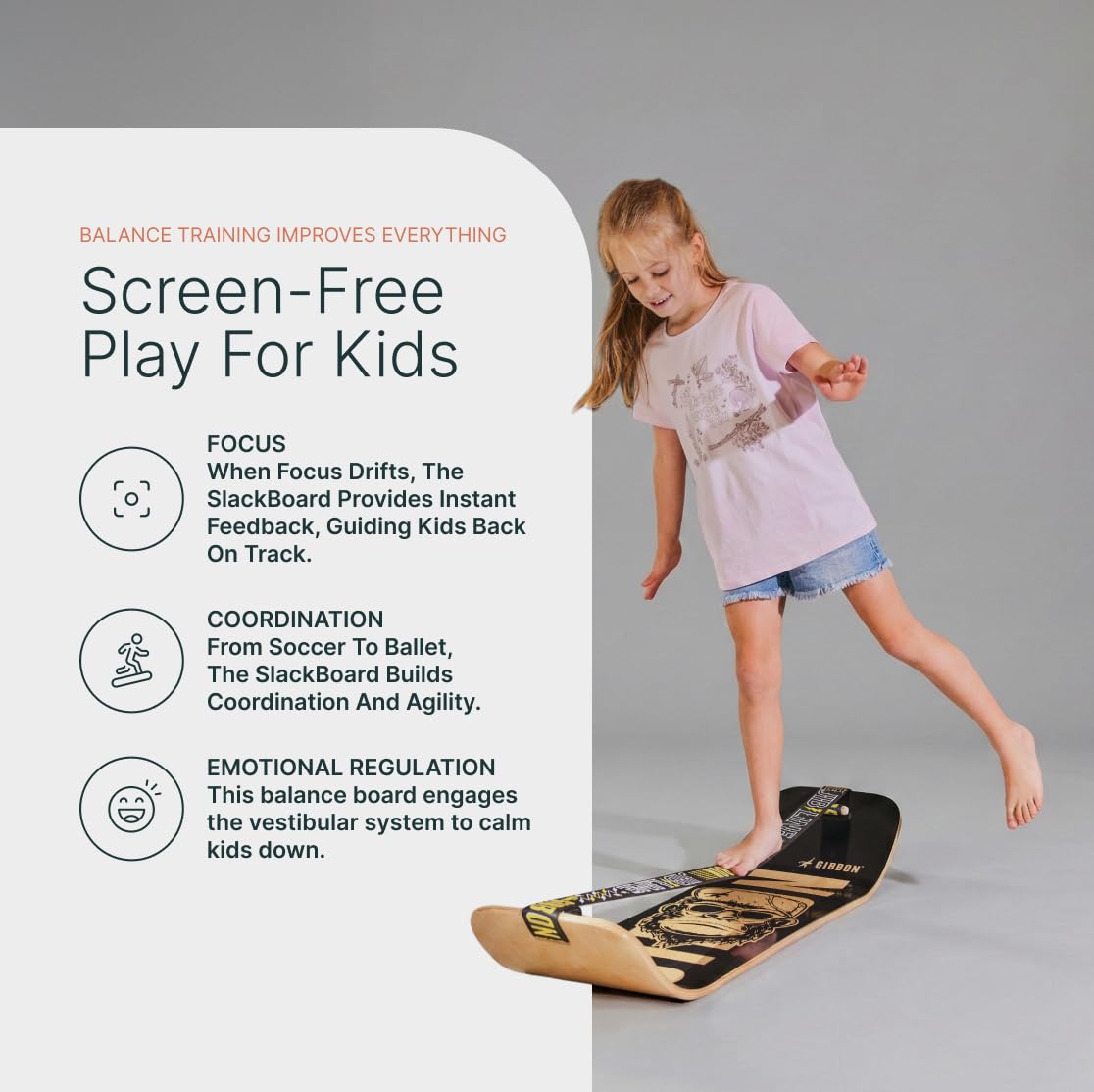 GIBBON SlackBoard with Stand - Slackline Balance Board Kids & Adults