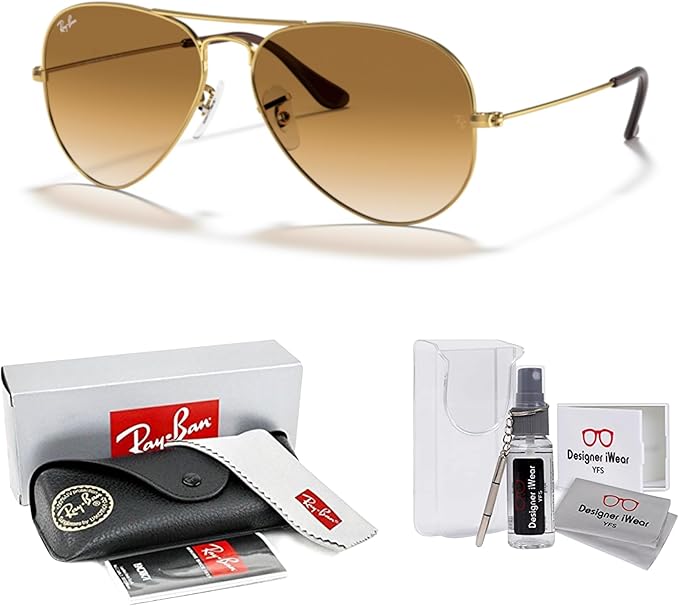 Ray-Ban RB3025 Metal Aviator Sunglasses For Men For Women +BUNDLE with ACCESSORY EYEWEAR KIT