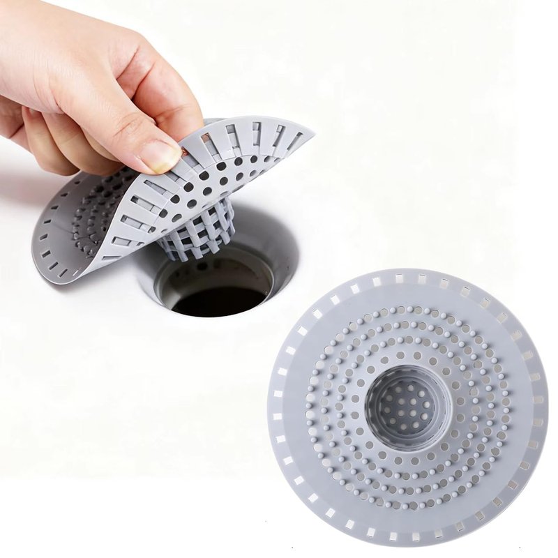 Shower Drain Hair Catcher, Premium Silicone Drain Protector & Shower Drain Cover for Regular Drains of Shower Room, Bathroom, Grey
