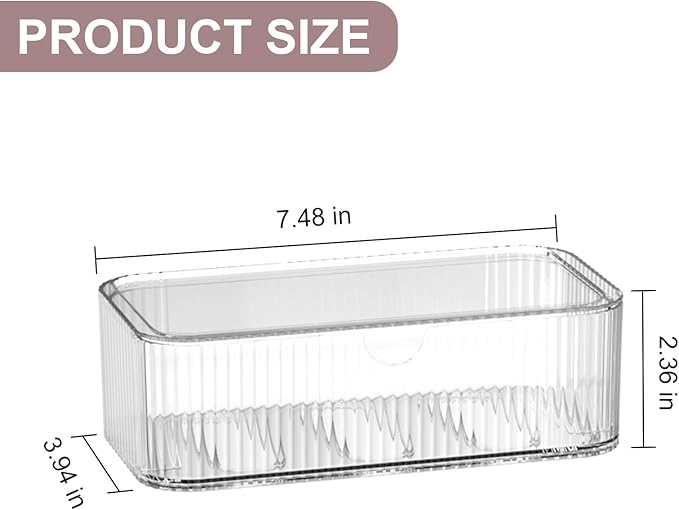 8-Pack Clear Stackable Storage Drawers with 16 Non-Slip Silicone Feet, Multi-Purpose Cosmetic & Home Organizers for Vanity, Office, Bathroom, Pantry, Easy-Pull Transparent Acrylic Storage Bins